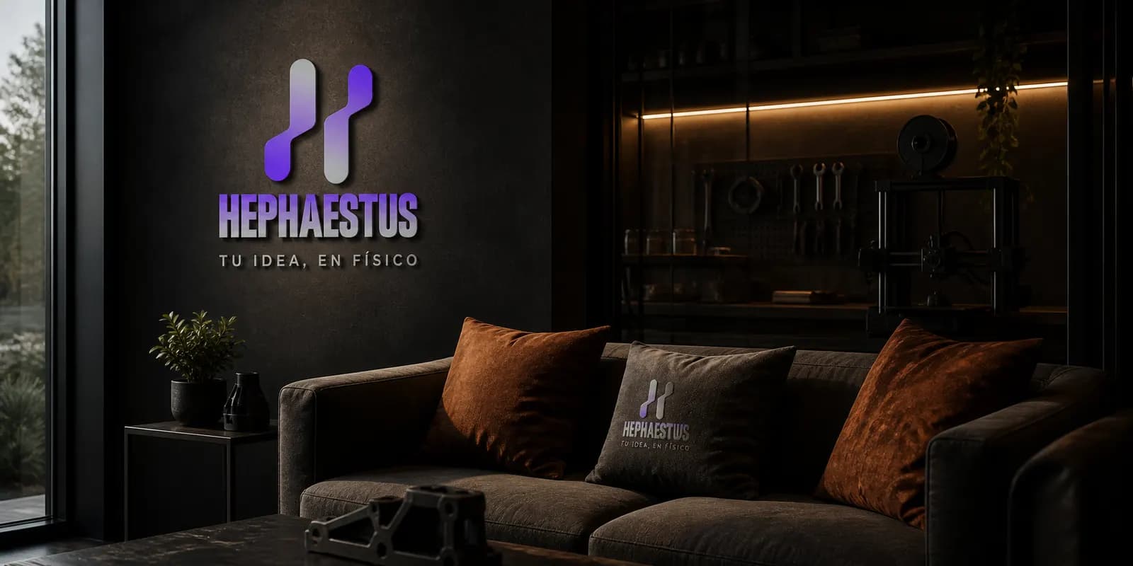 Visual conceptual de diseño y fabricación Hephaestus